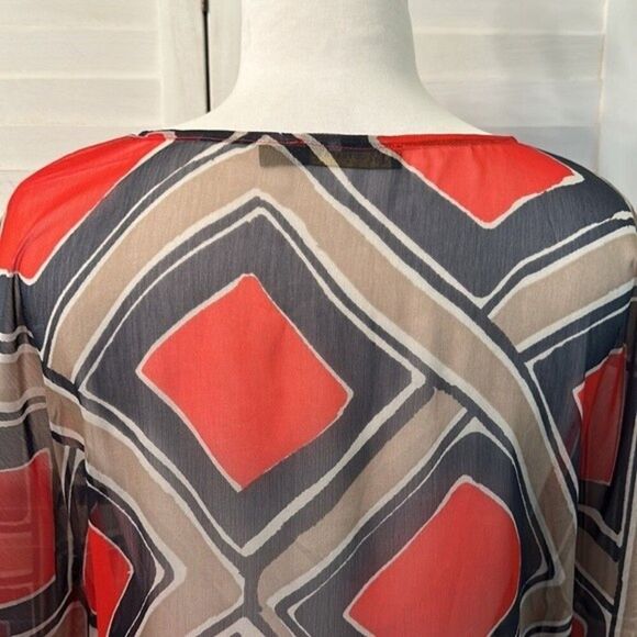 Outback Poncho Top Size Medium Red Semi-Sheer NWOT - Picture 6 of 9